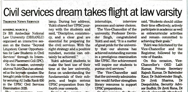 The Tribune &mdash; Civil services dream takes flight at law varsity