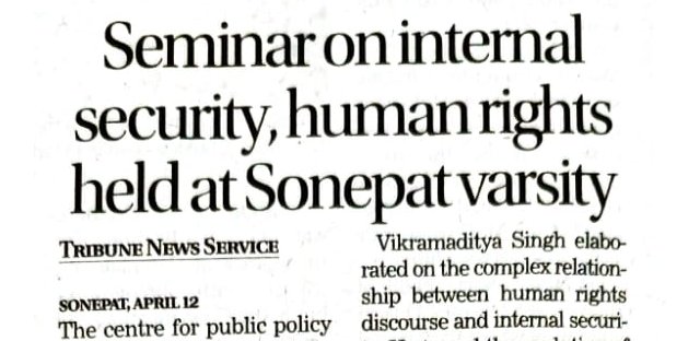 The Tribune &mdash; Seminar on internal security, human rights held at Sonepat varsity