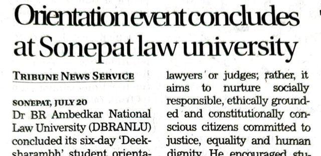 The Tribune &mdash; Orientation event concludes at Sonepat law university